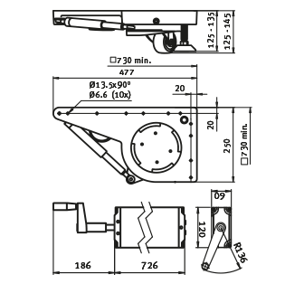 Hubrolle hydraulisch Zeichnung